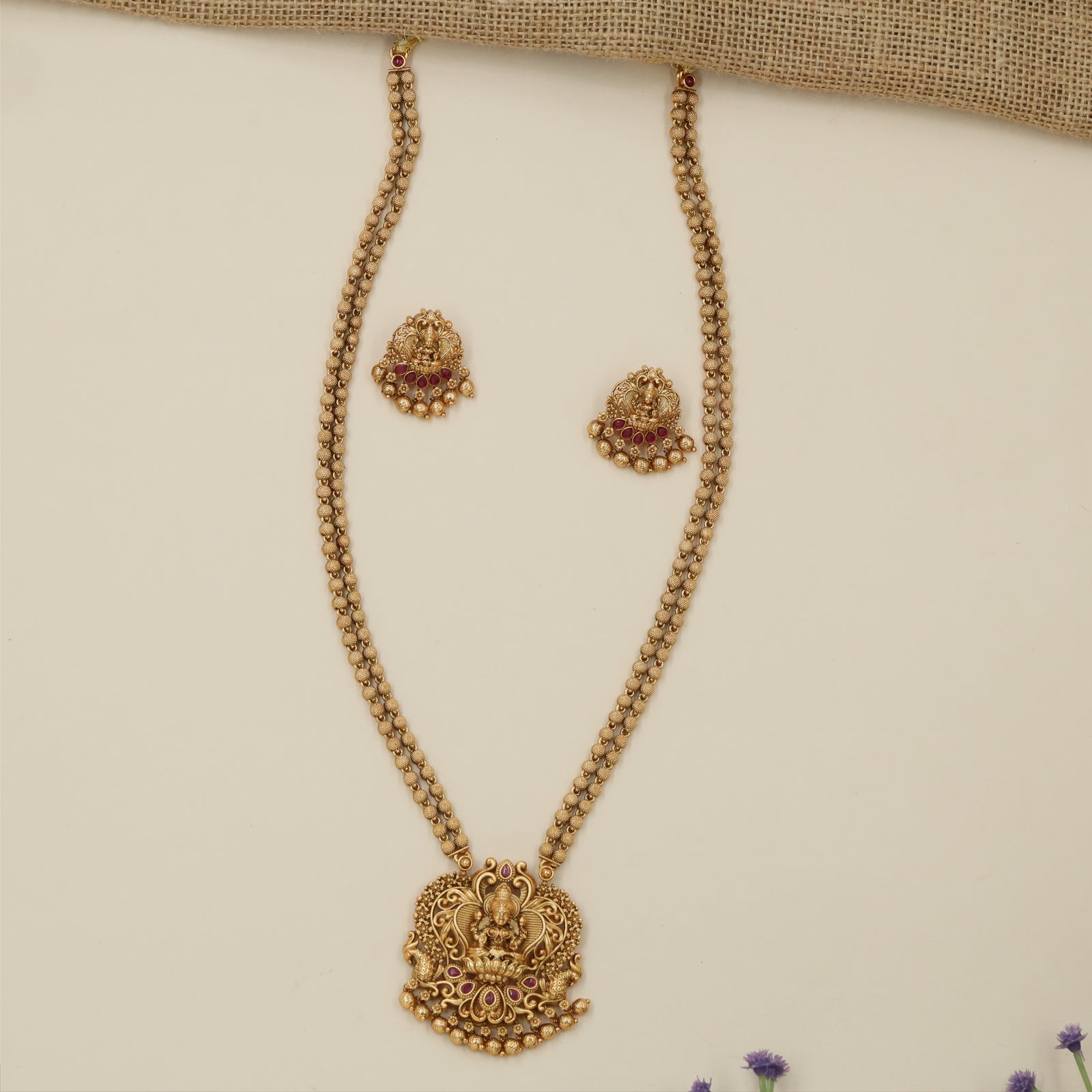 Regal crafted Lakshmi chain with ornate divine detailing