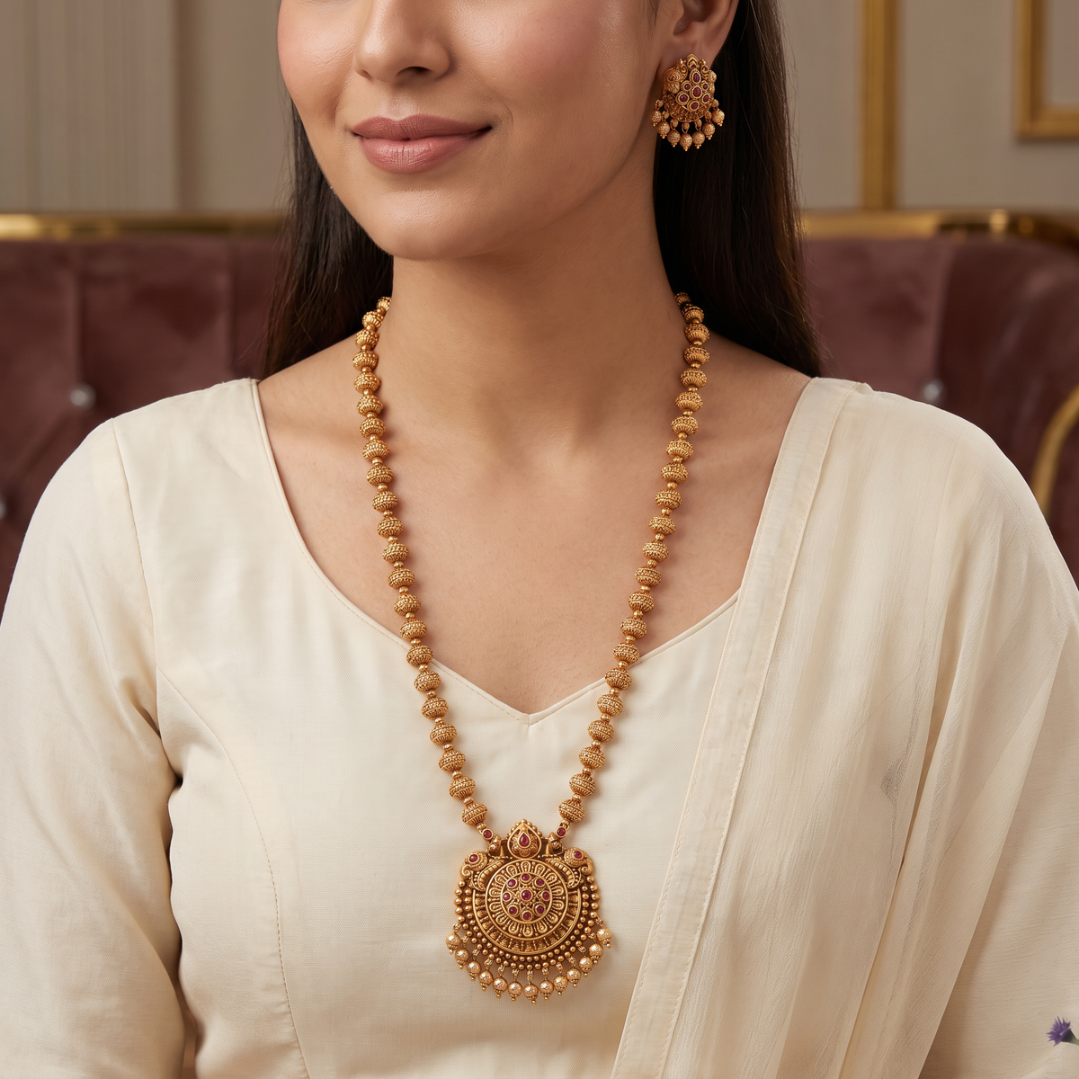 Classic ornamental chain with symmetrical bead arrangement