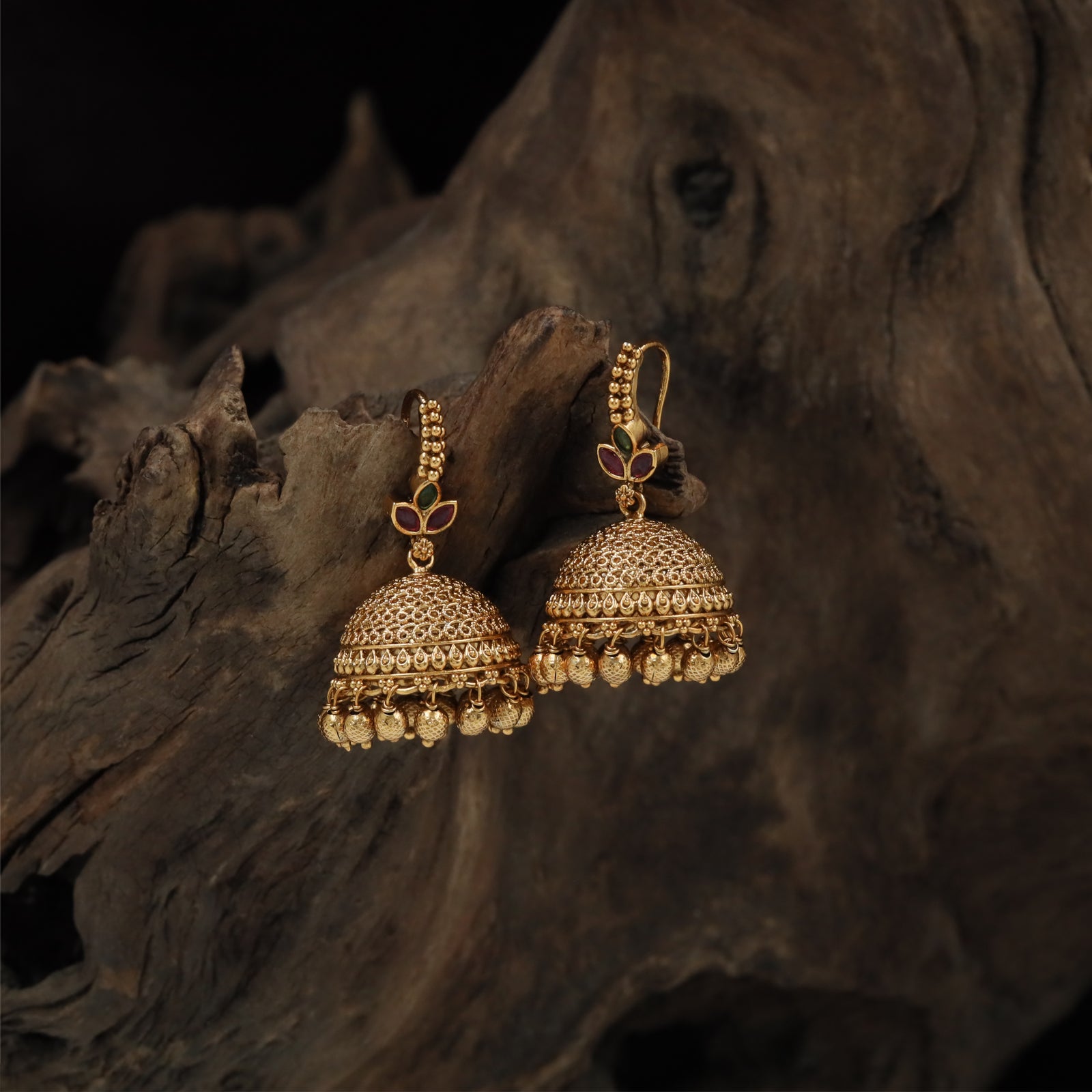 Grand ornamental antique jumka with elevated surface craftsmanship