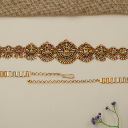 Indrani Lakshmi Antique Waist Belt with Curved Border Detailing