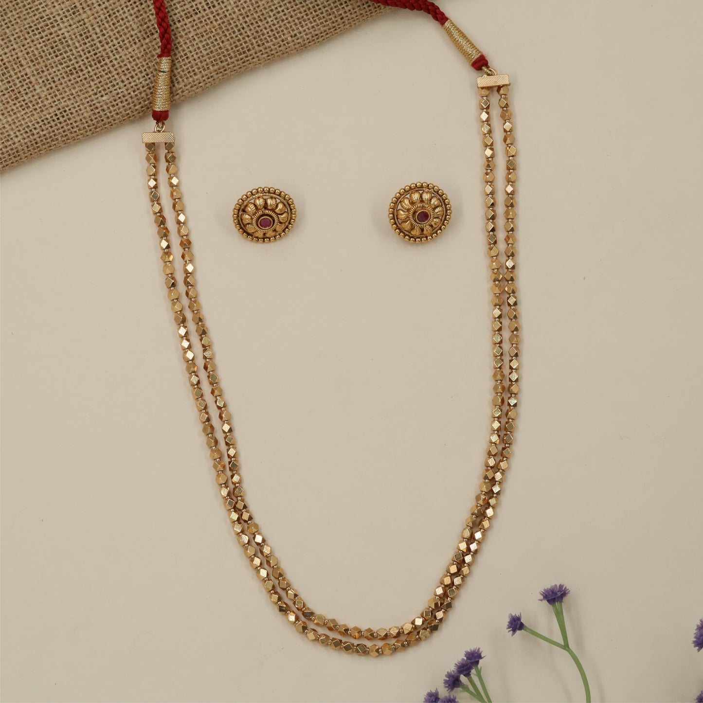 Designer Bead Link Antique Chain with Traditional Long Layout