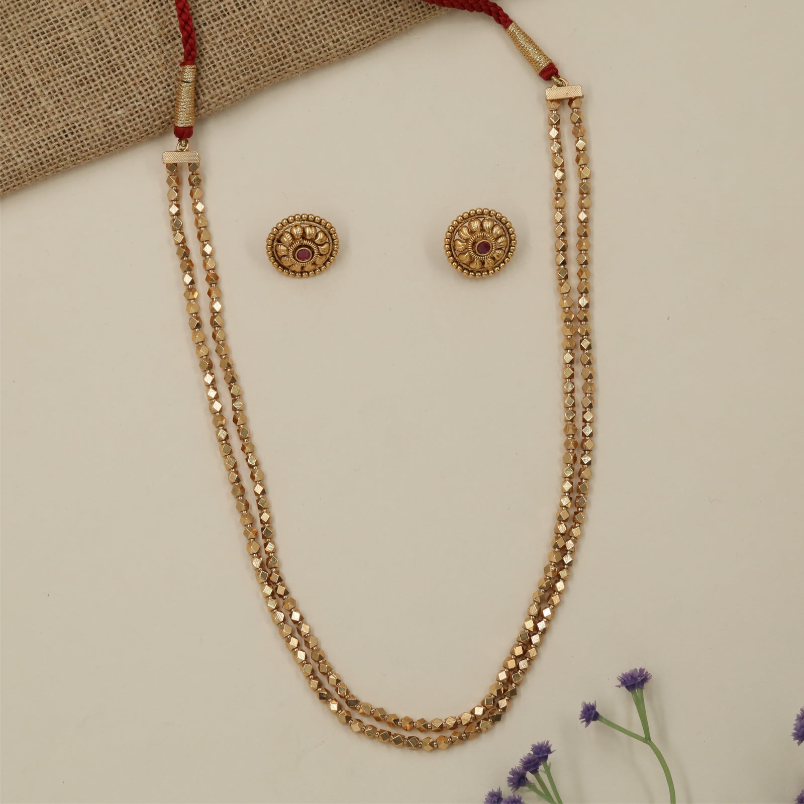 Designer Bead Link Antique Chain with Traditional Long Layout