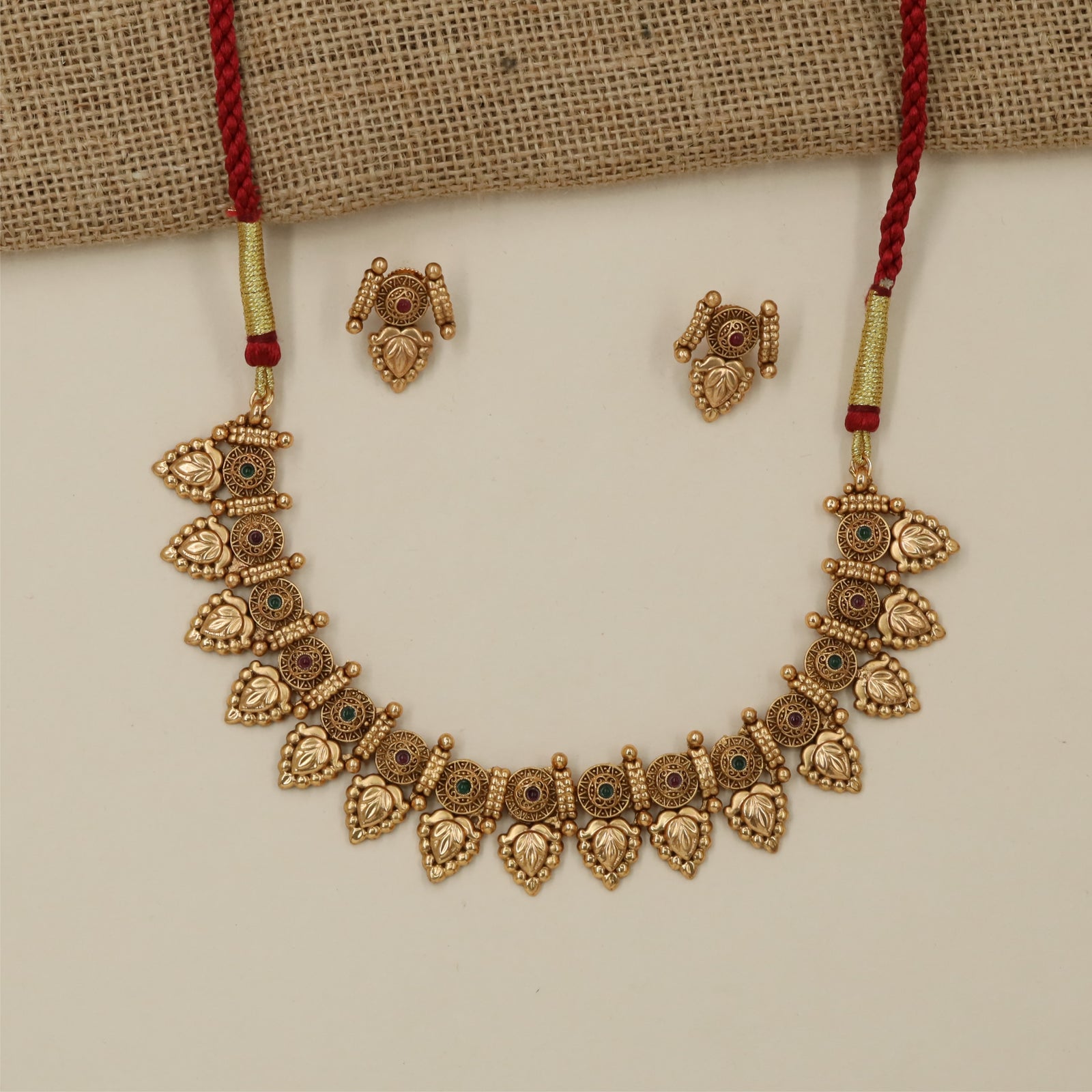 Classic Disc Motif Antique Necklace with Ornamental Border Styling