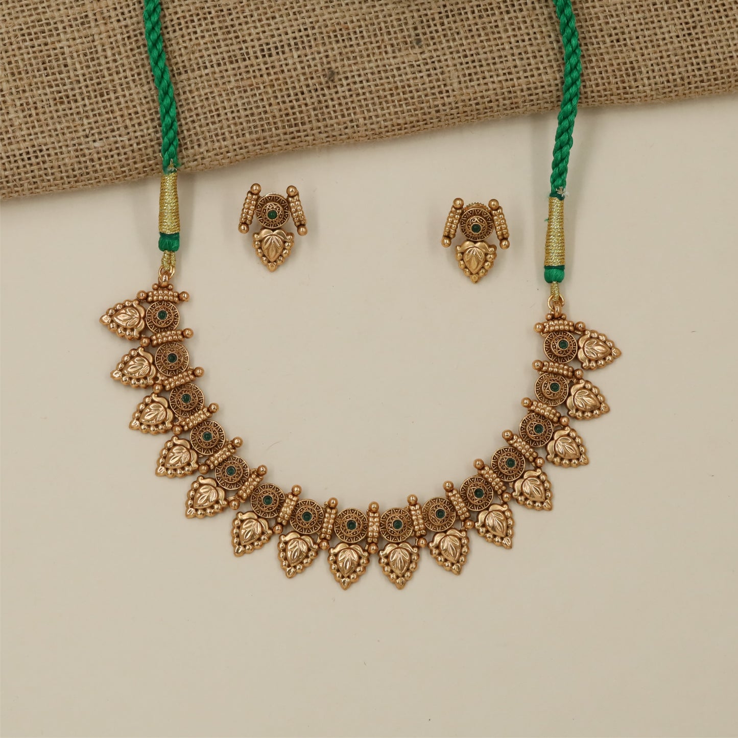Classic Disc Motif Antique Necklace with Ornamental Border Styling