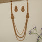 Designer Floral Pendant Antique Long Haara with Triple Chain Styling