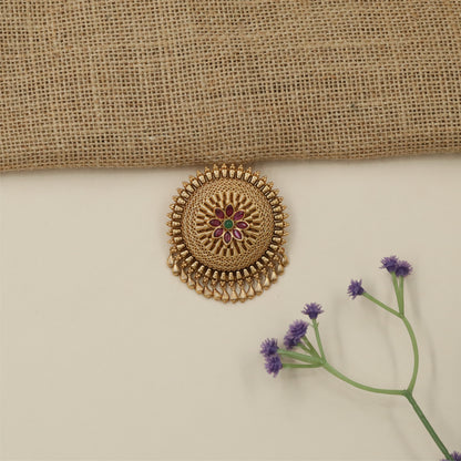 Meher Floral Sunray Antique Jade Bille with Ornamental Drop Borders
