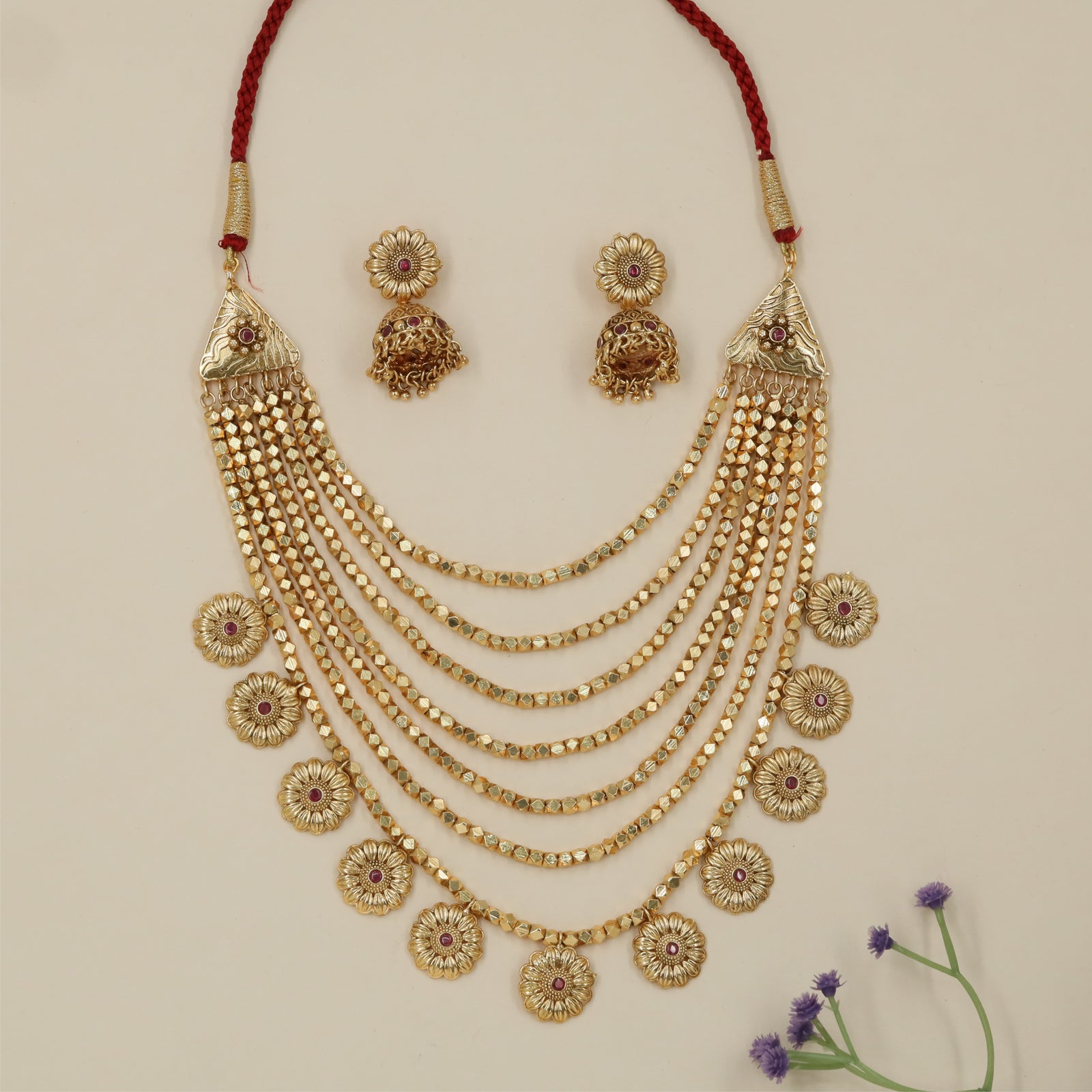Signature embellished antique necklace with repeating ornamental rows