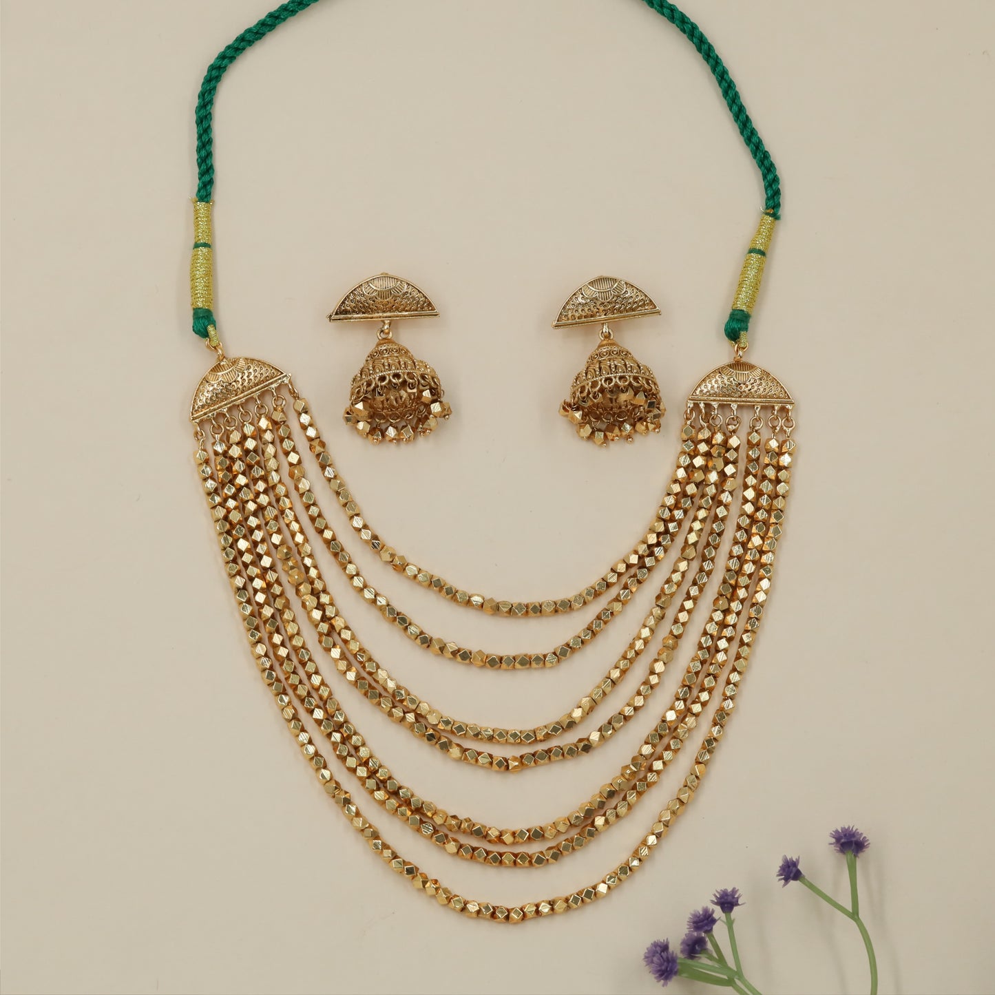 Luxury embellished antique necklace with repeating bead artistry