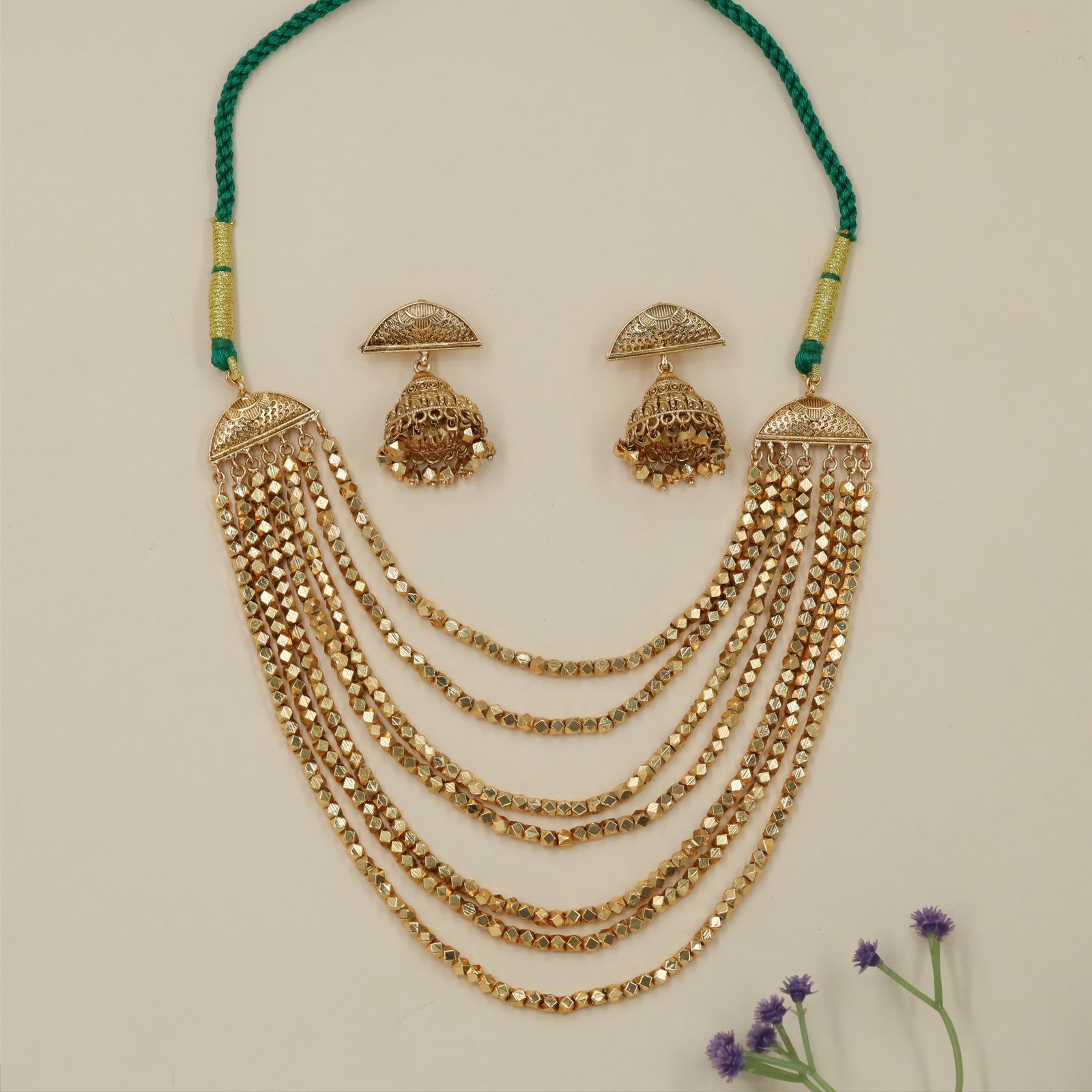 Luxury embellished antique necklace with repeating bead artistry