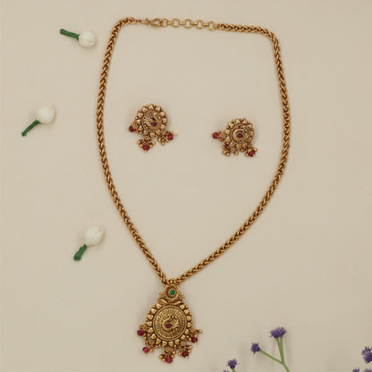 Heritage Peacock Disc Antique Chain With Pendant