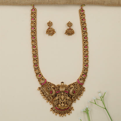 Grand Lakshmi Peacock Drop Antique Long Haara