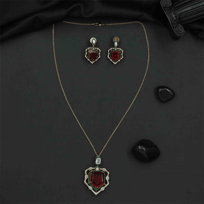 Victorian Chain With Pendant featuring a striking shield-shape