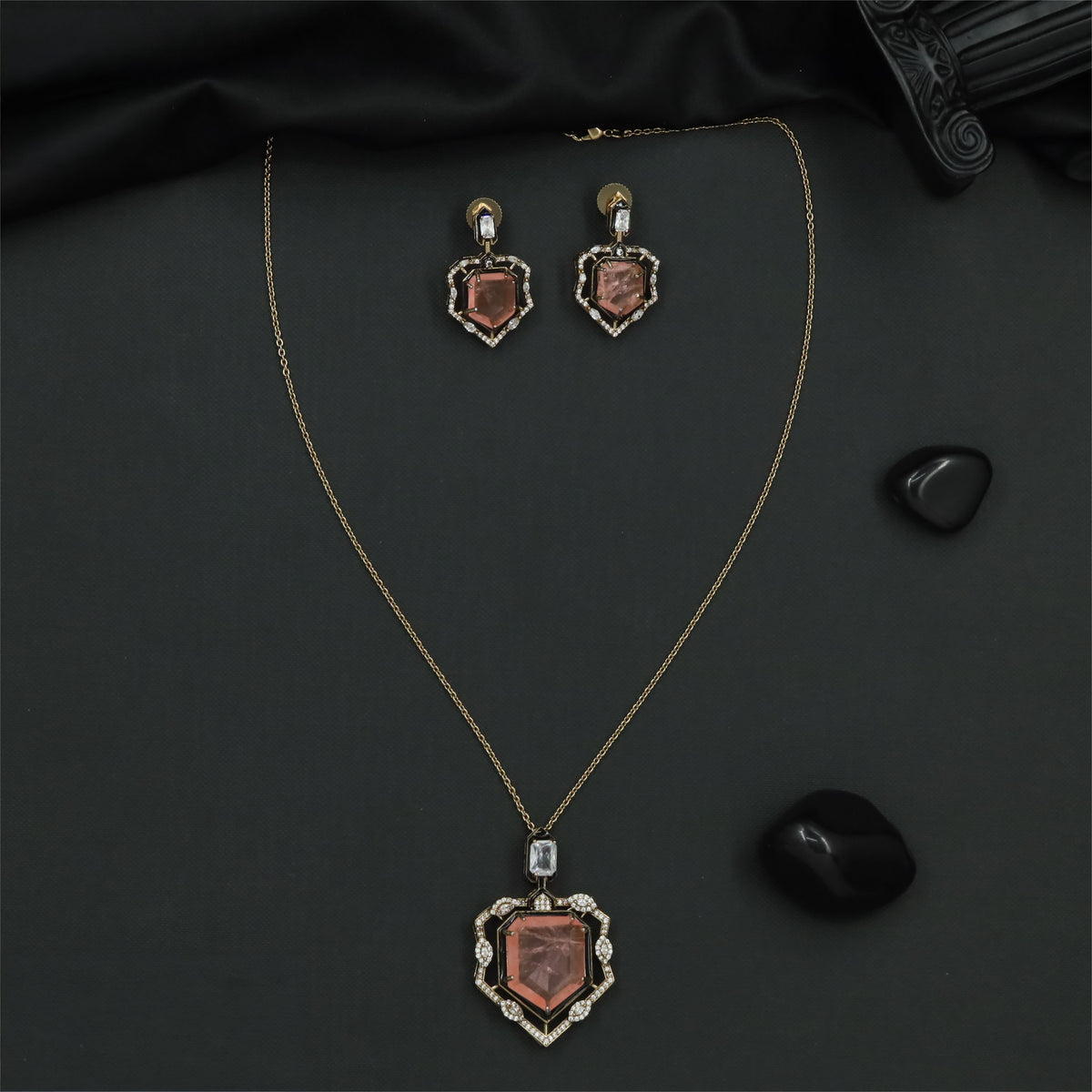Victorian Chain With Pendant featuring a striking shield-shape