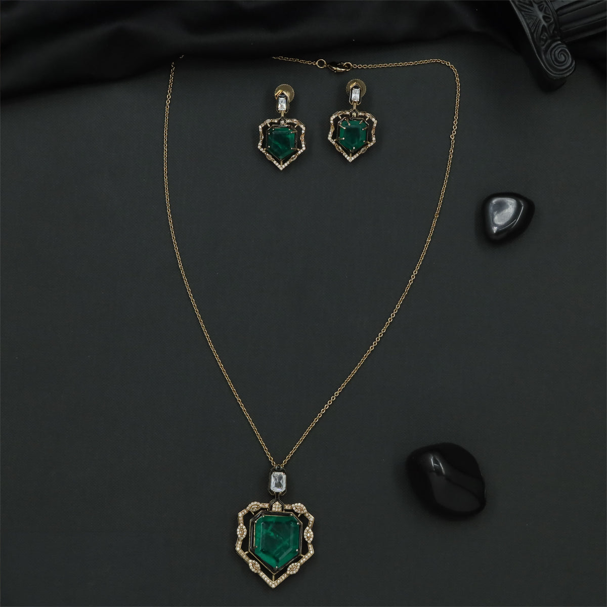 Victorian Chain With Pendant featuring a striking shield-shape