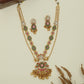 Connector panel kundan long haara with dual strands and temple style pendant