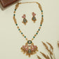 Swan panel kundan long haara with segmented beads and layered drop pendant