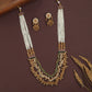 Multi strand pearl antique beads necklace with long layered strings and ornate bead cluster base