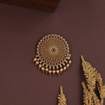 Granulated disc jade bille with dense bead texture and circular drop fringe