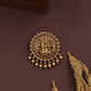 Lakshmi medallion jade bille with seated deity center and beaded fringe drops