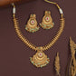 Barbed edge kundan necklace with pointed segments and scalloped pendant cluster