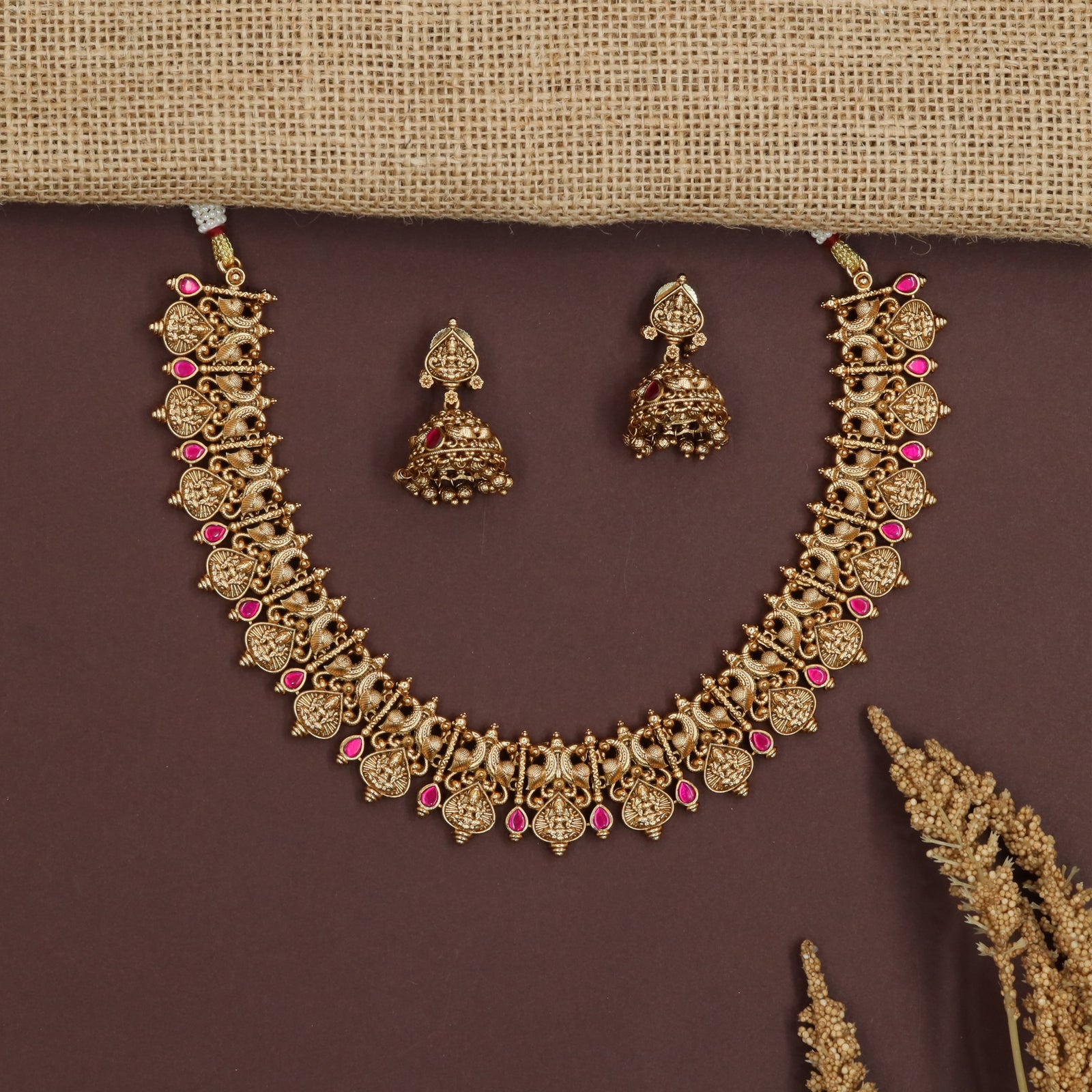Royal Arch Antique Necklace with Peacock Side Connectors