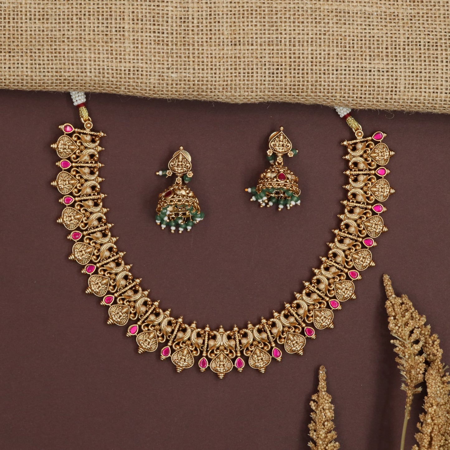 Royal Arch Antique Necklace with Peacock Side Connectors