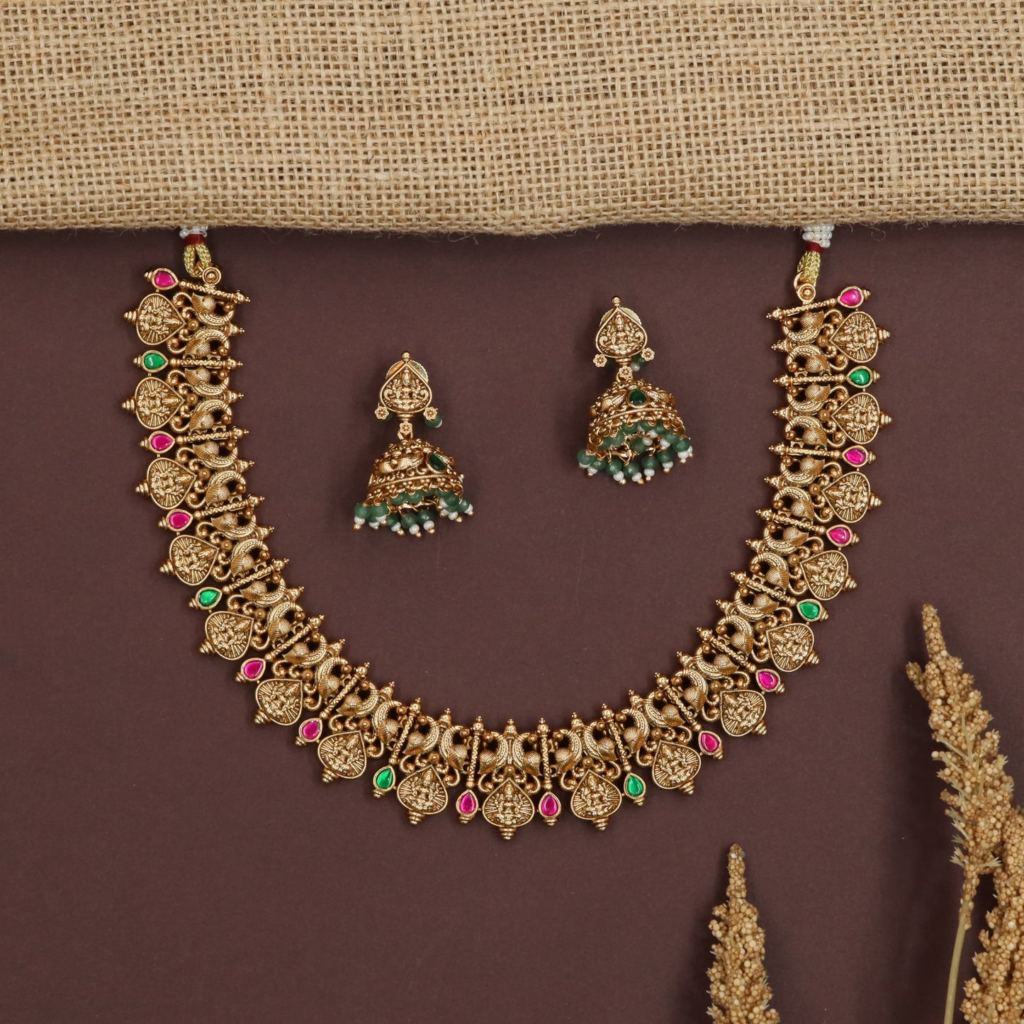 Royal Arch Antique Necklace with Peacock Side Connectors