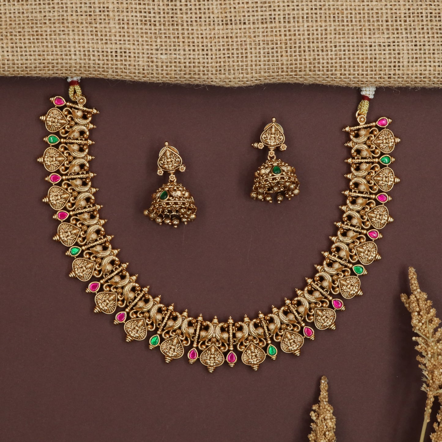 Royal Arch Antique Necklace with Peacock Side Connectors