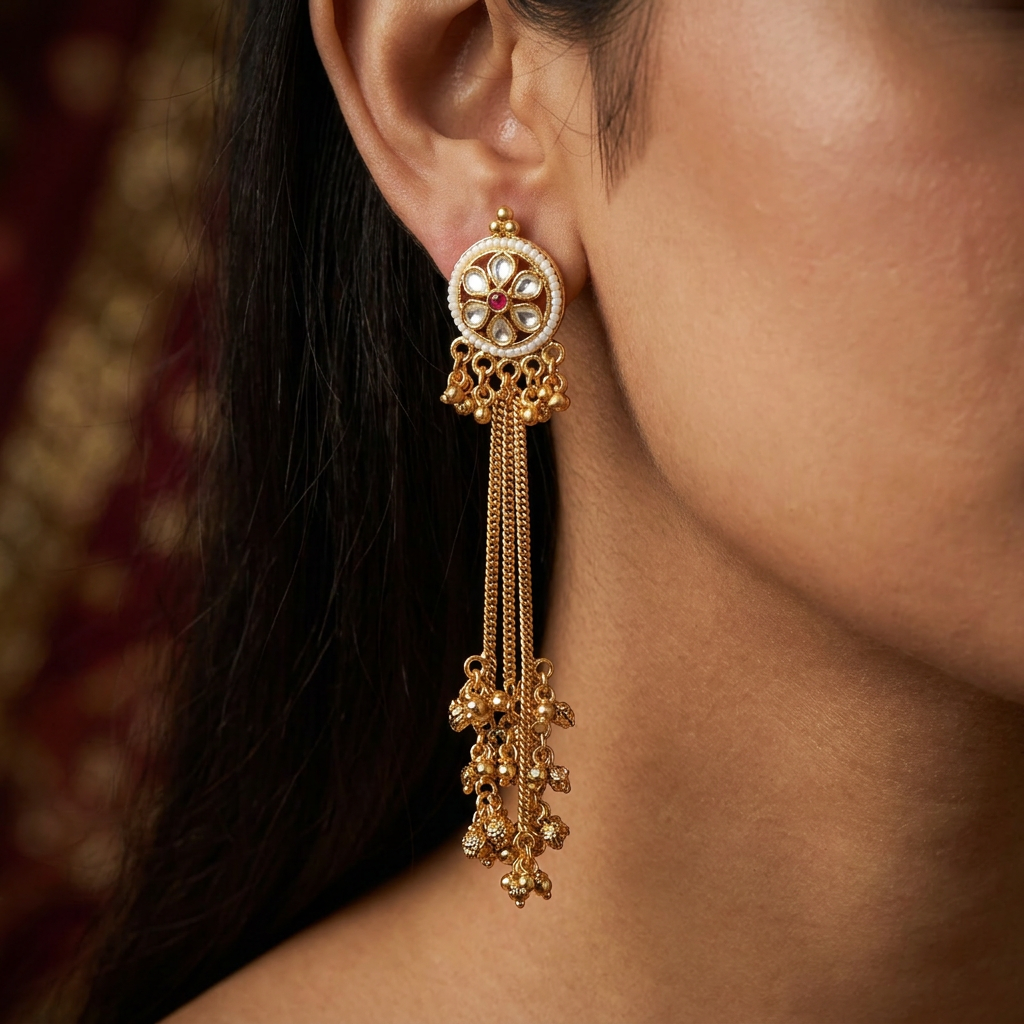 Glowline Chain Kundan Hanging with Cluster Drop Arrangement