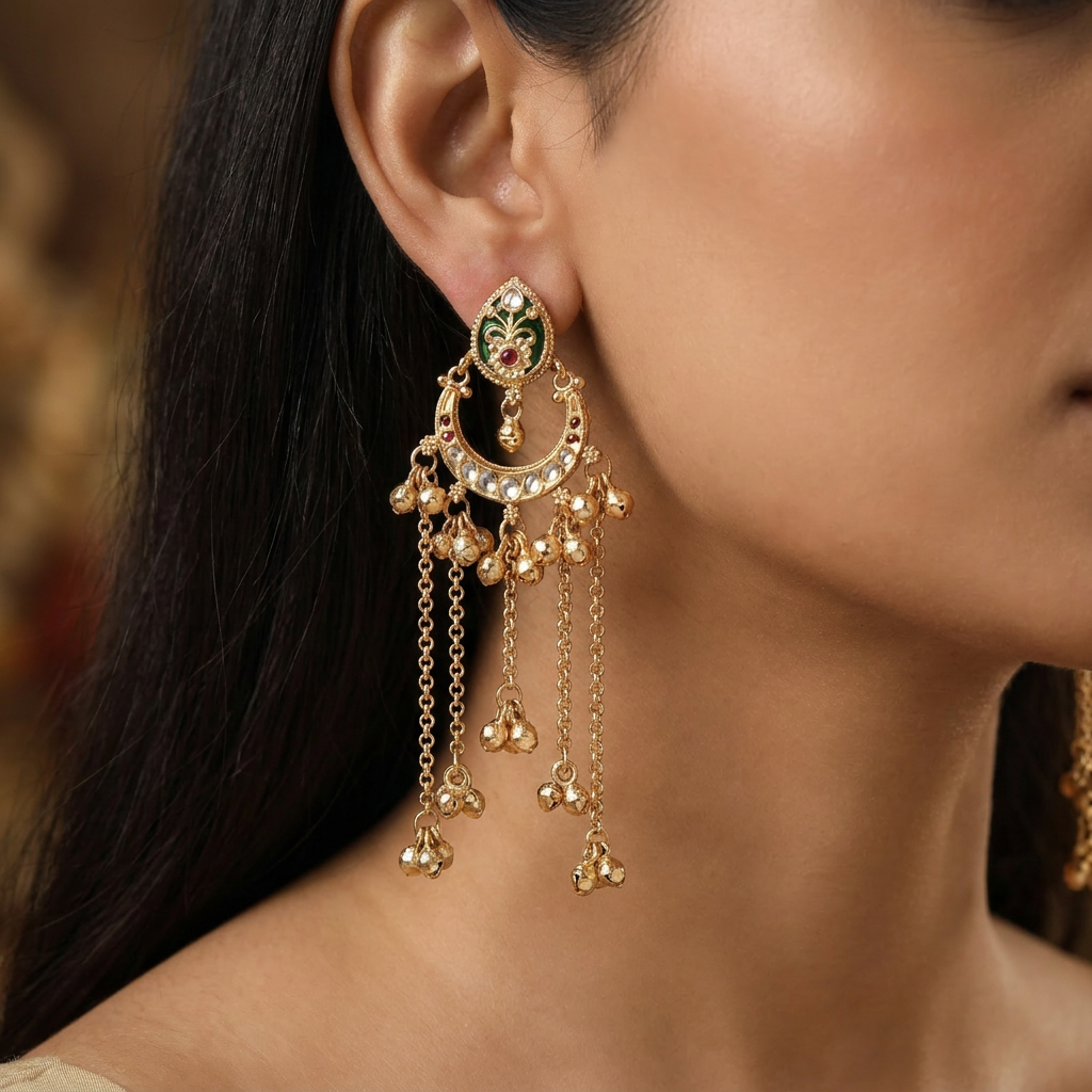 Cloudcrest Kundan Hanging with Curved Fringe Layout