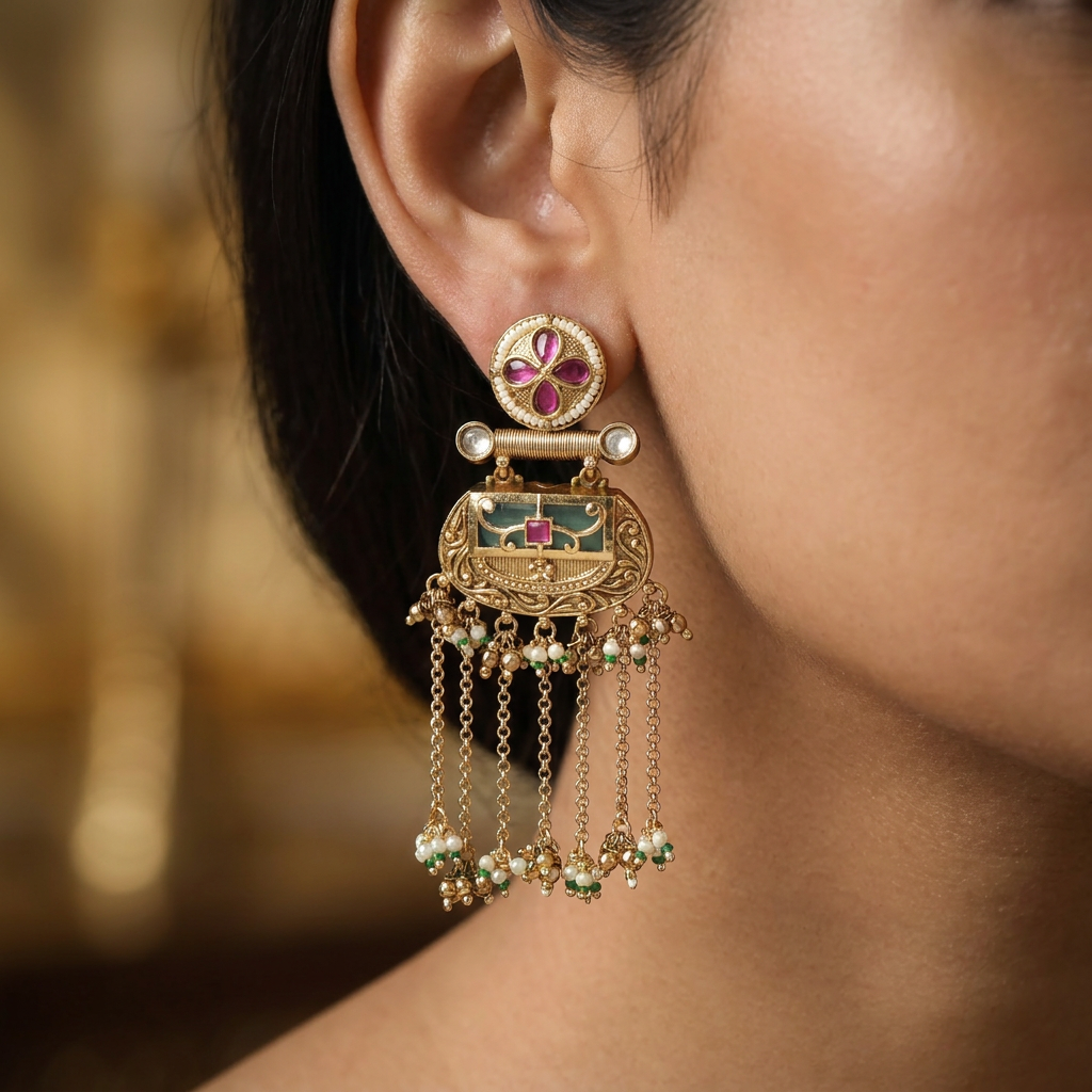 Brookcrest Kundan Hanging with Hanging Chain Fringe