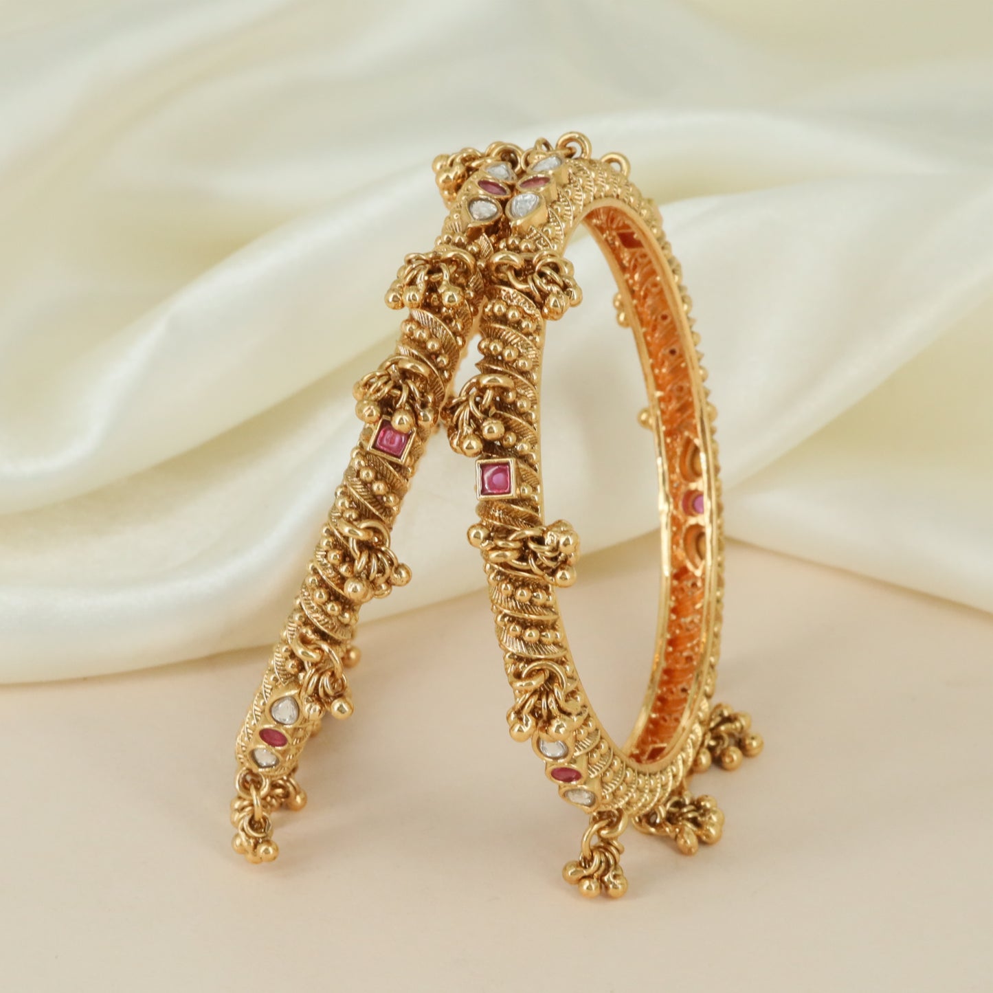 Festive Rope Border Antique Bangles with Traditional Craftsmanship
