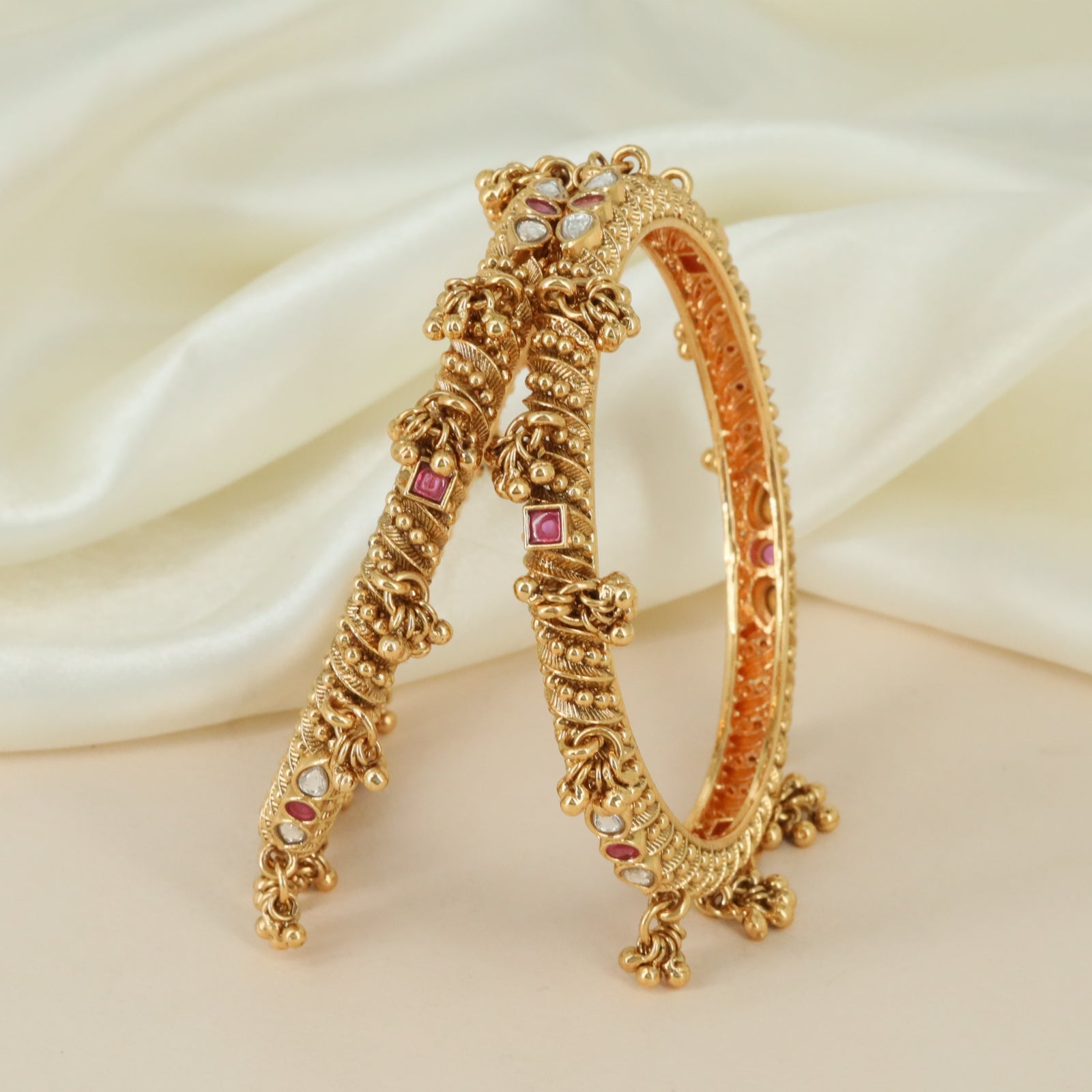 Festive Rope Border Antique Bangles with Traditional Craftsmanship