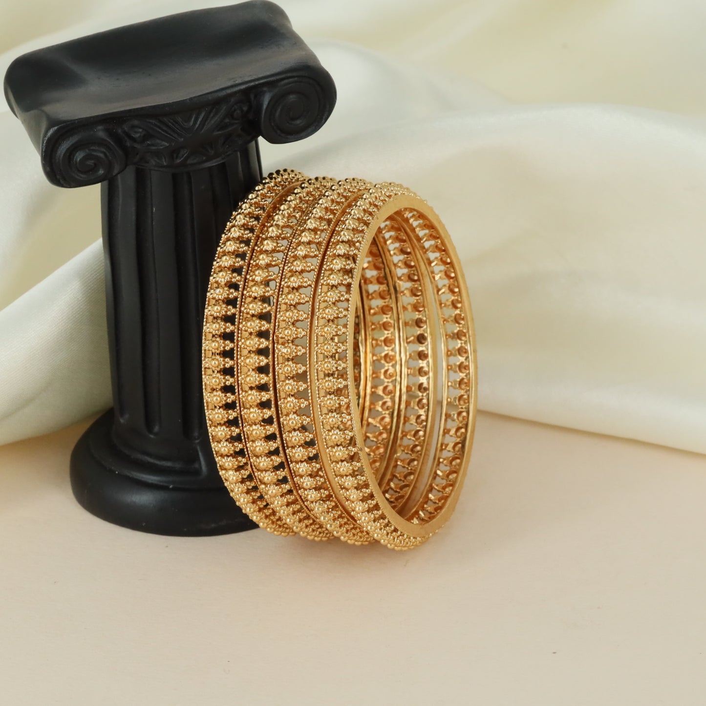 Ornate Bead Border Antique Bangles with Layered Craftsmanship