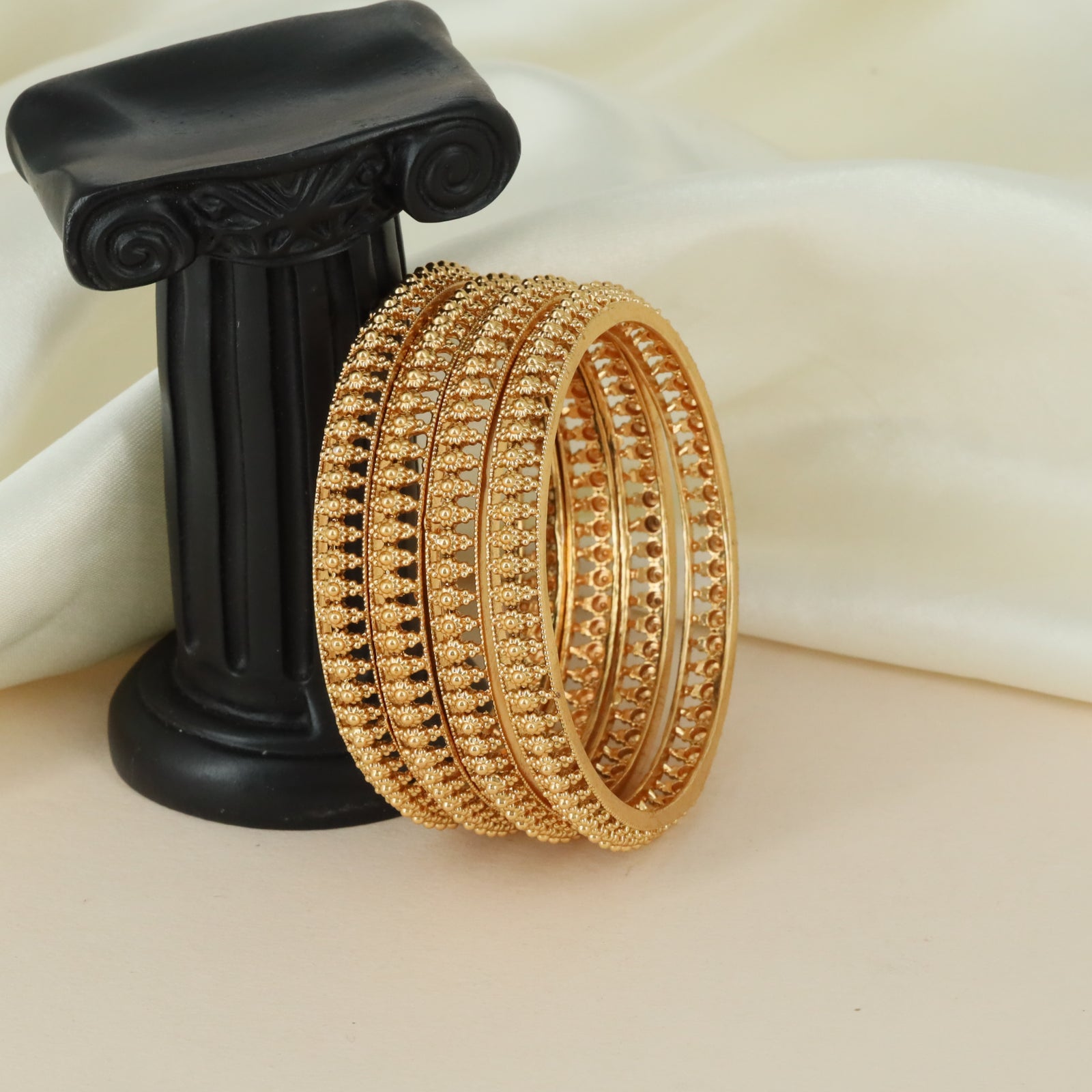 Ornate Bead Border Antique Bangles with Layered Craftsmanship