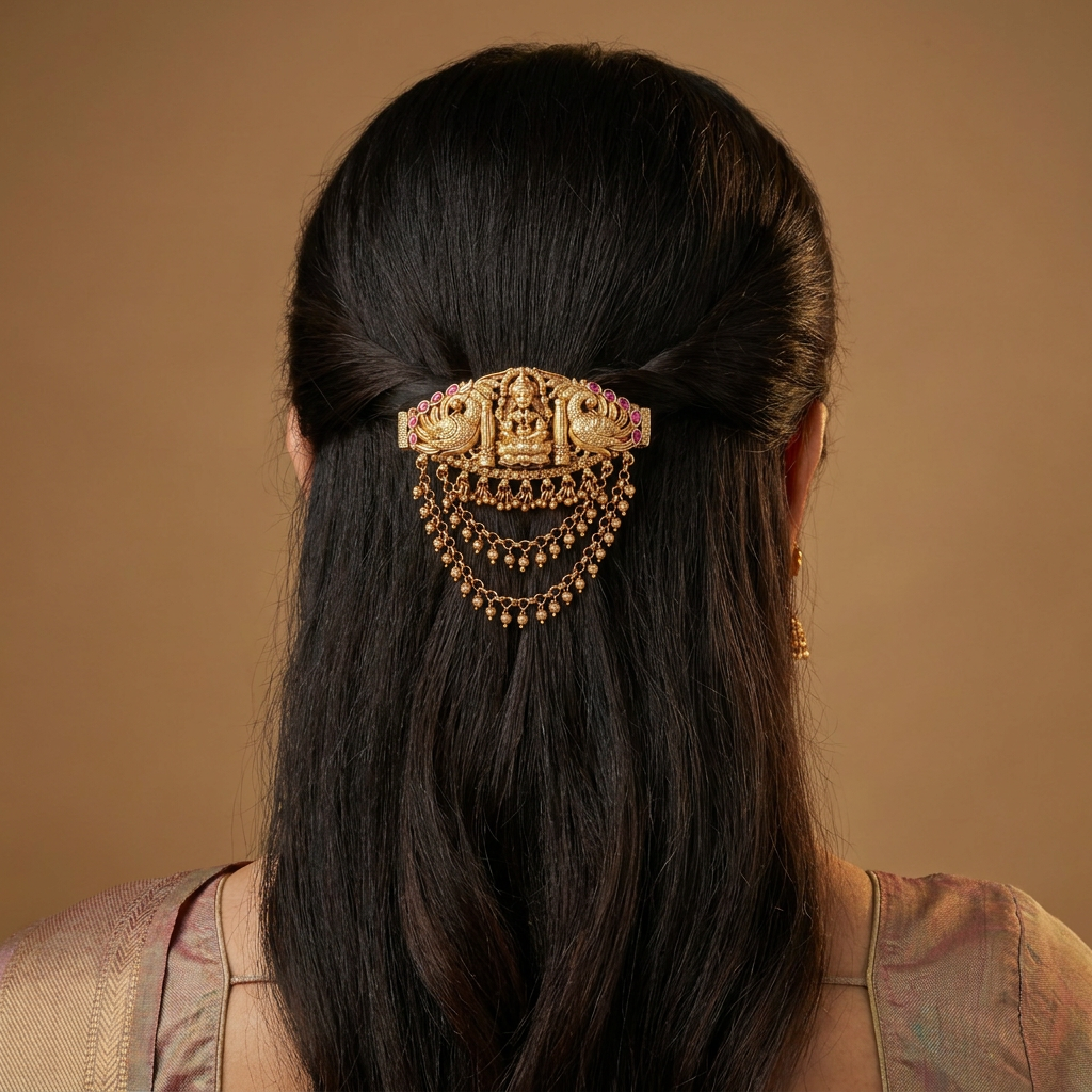 Heritage Swan Clip with Layered Hanging Pearl Borders