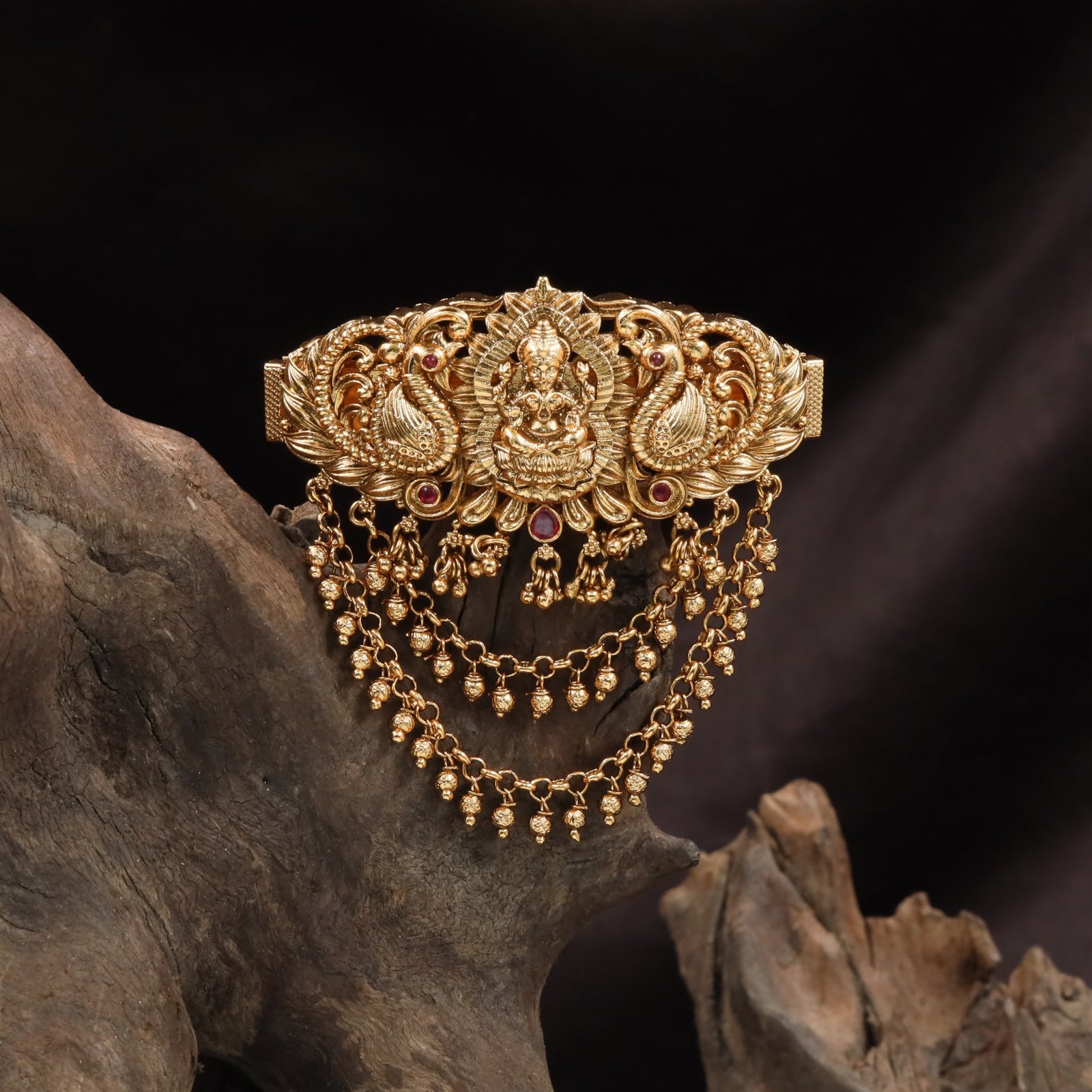 Premium Peacock Clip with Hanging Bell Border Detailing