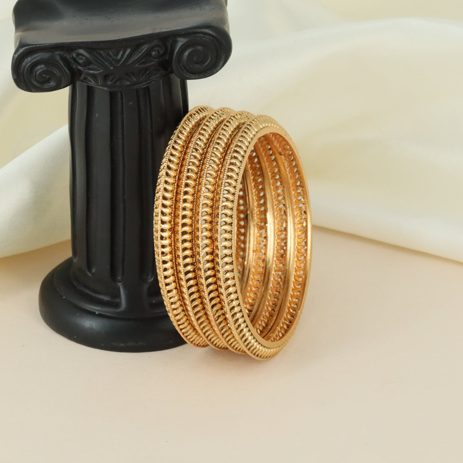 Luxury Raised Border Antique Bangles with Textured Craftsmanship