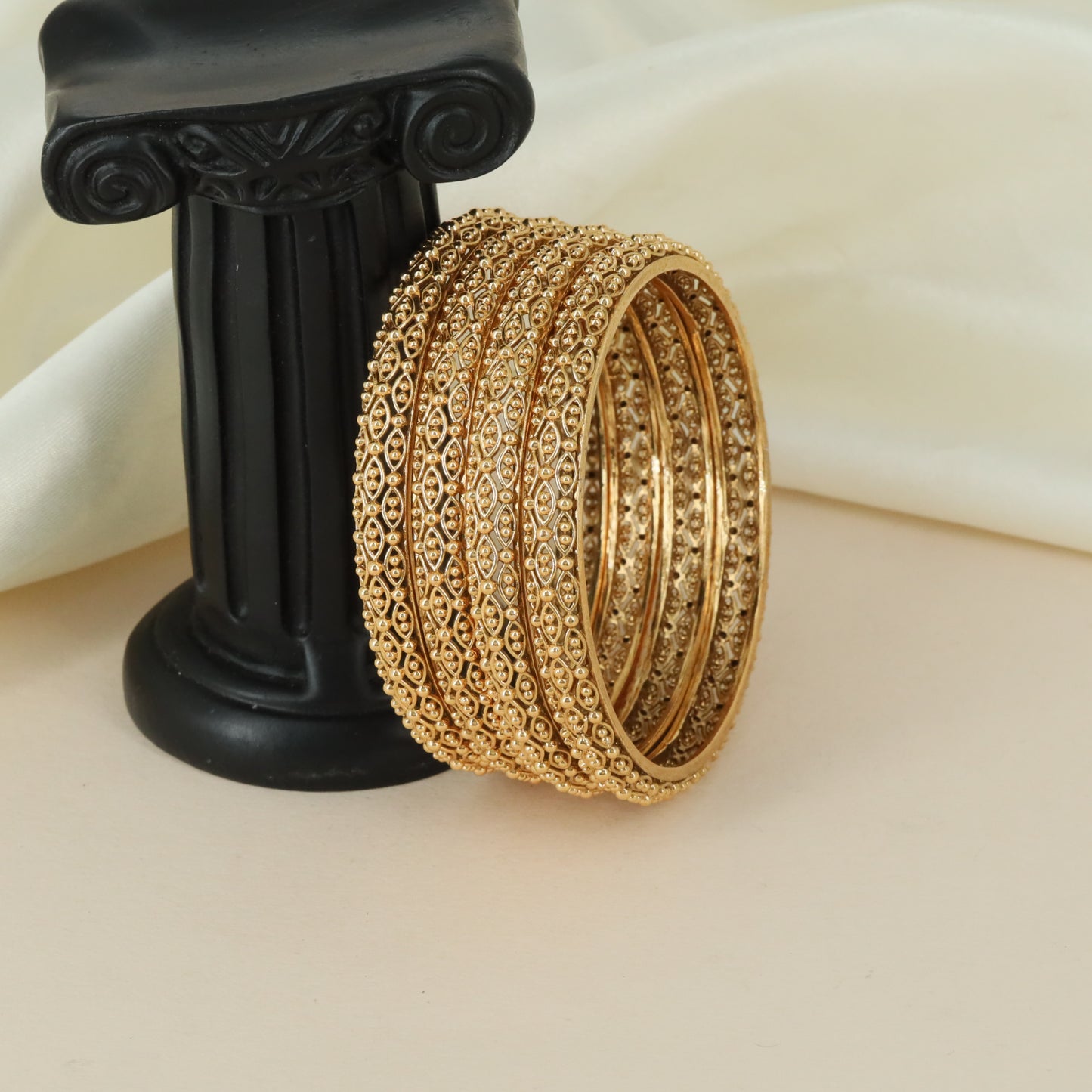 Diamond Grid Antique Bangles with Layered Granulated Border Detailing