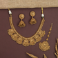 Bronzique Antique Necklace with Repeating Coin Panels and Bead Drops