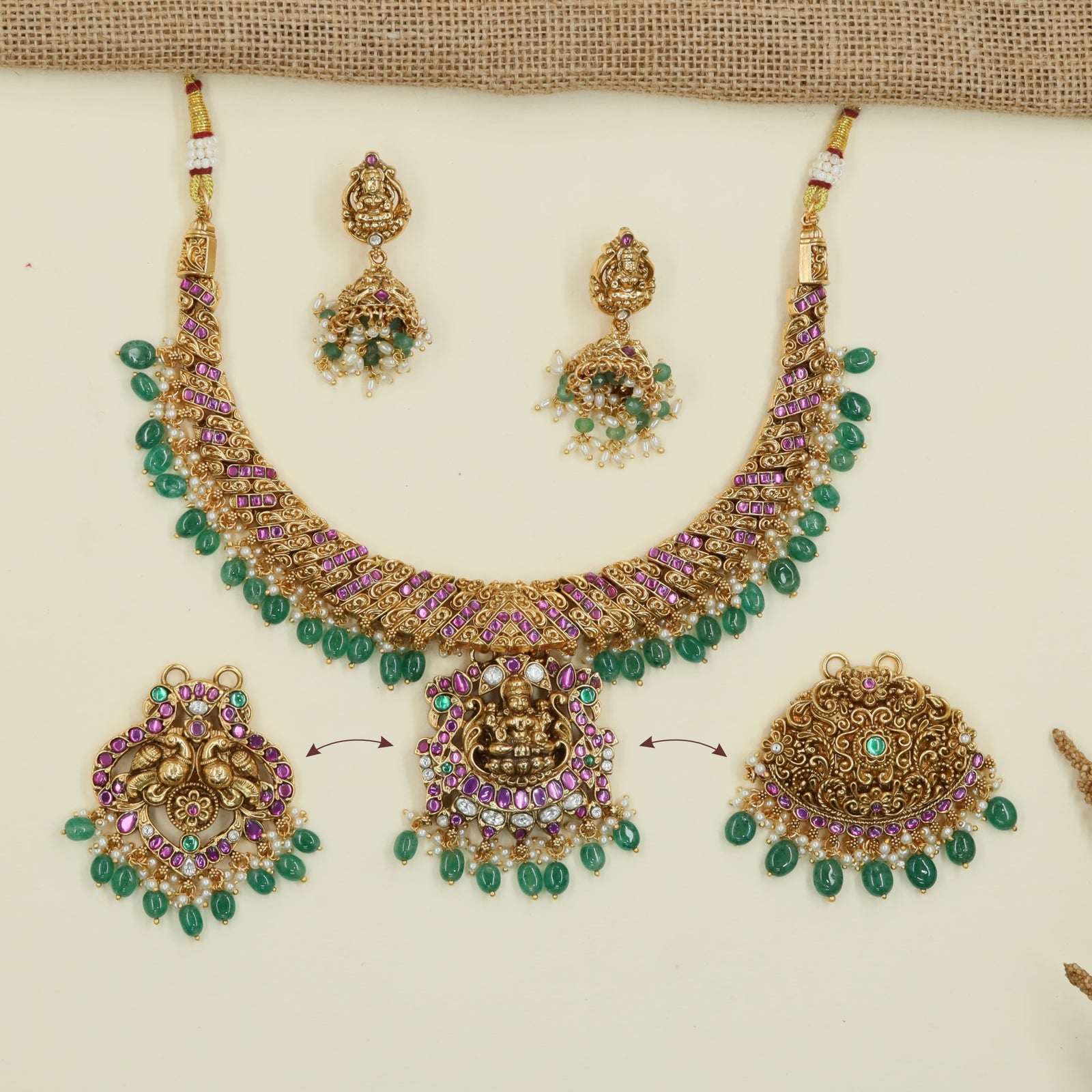 Festive Temple Necklace with Dense Side Panel Craftsmanship