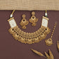 Royal Floral Antique Necklace with Hanging Pearl Drop Detailing