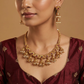 Majestic Temple Antique Necklace with Pearl Fringe Bell Hangings
