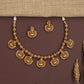 Golden Temple Antique Necklace with Hanging Lakshmi Coin Fringe
