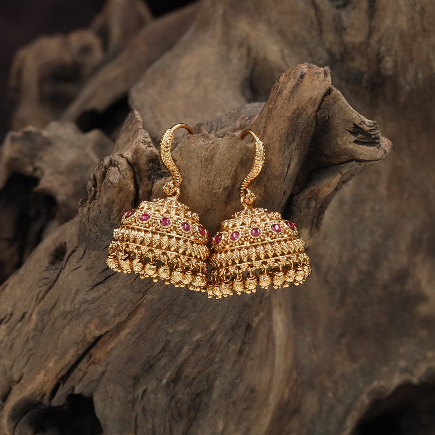 Heritage Dome Jumka with Hanging Bead Cluster Detailing