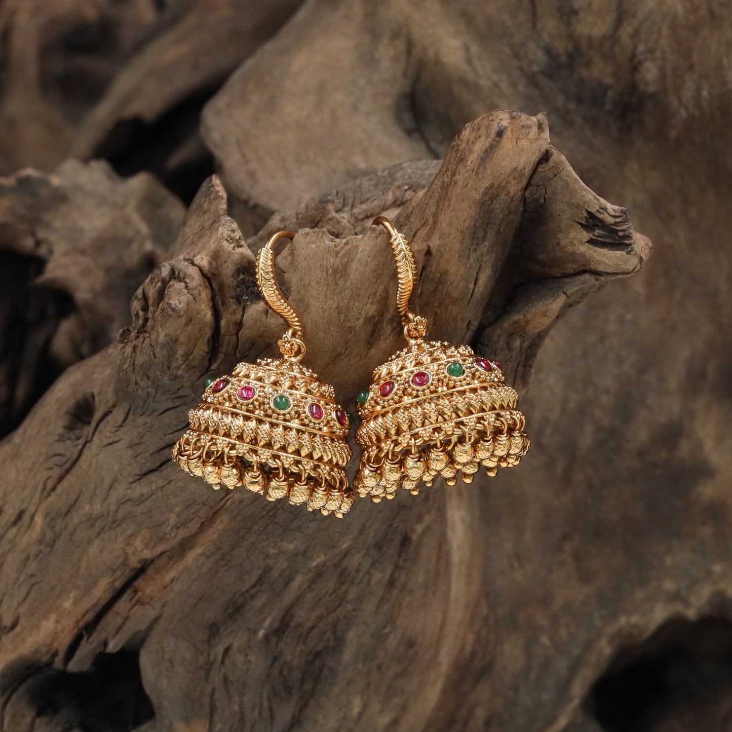 Heritage Dome Jumka with Hanging Bead Cluster Detailing