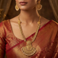 Drape Temple Long Haara with Circular Connector Chain and Curved Pendant Center