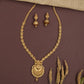 Empire Disc Pattern Long Haara with Lakshmi Engraved Pendant Center