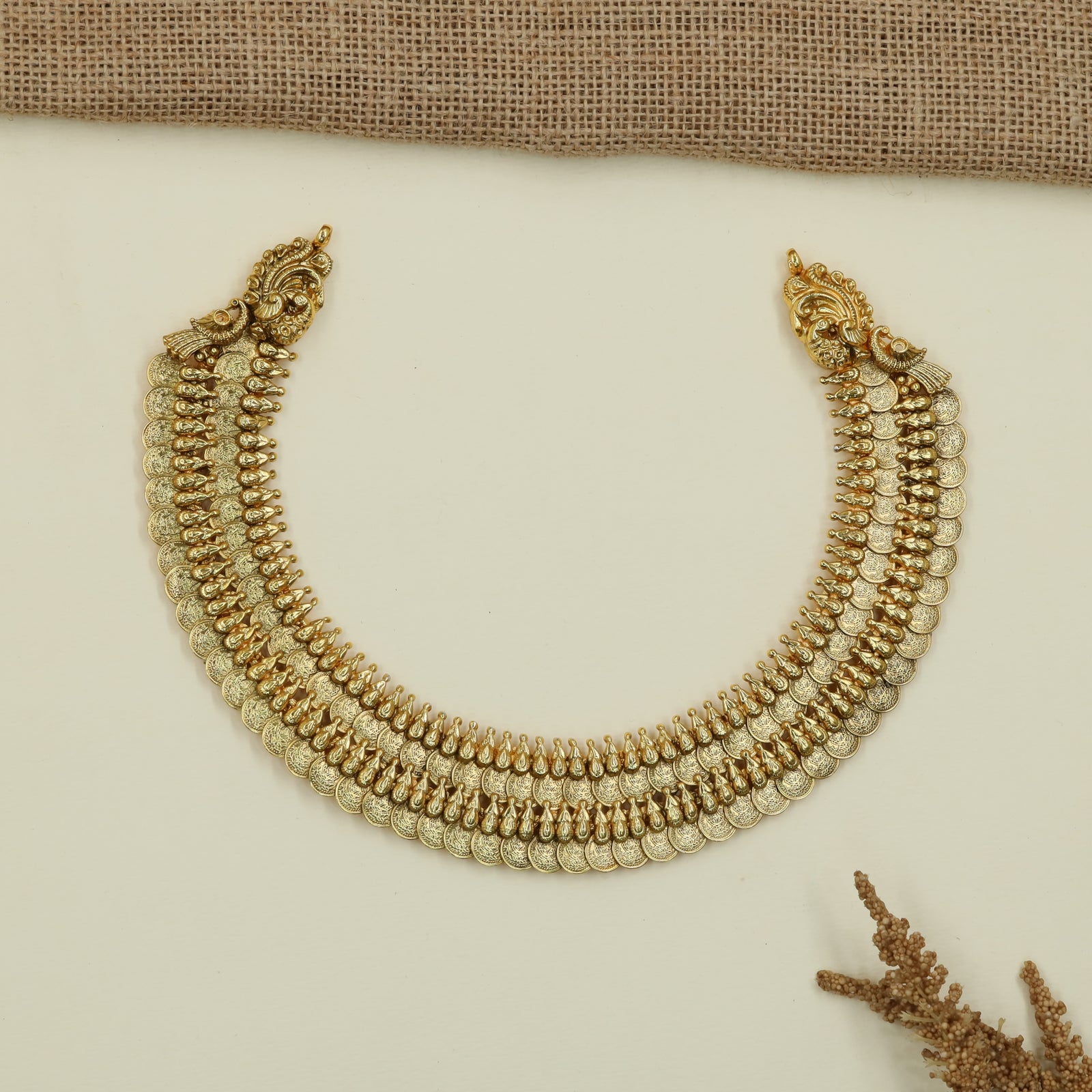 Vintage Disc Antique Necklace with Dense Border Work