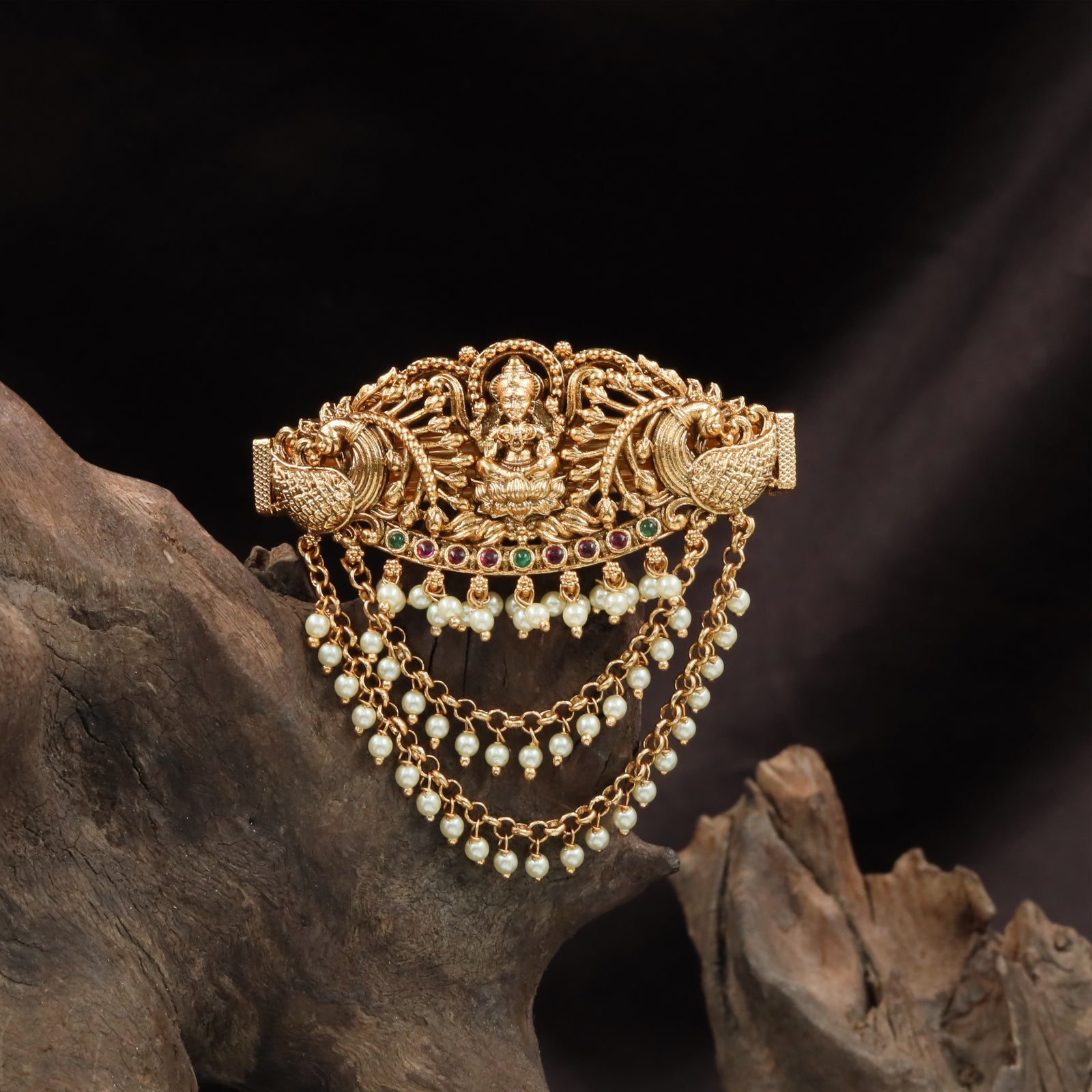 Premium Pearl Clip with Layered Chain Drape Styling